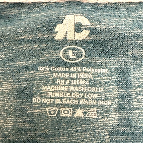 Aruba One Happy Island Teal Blue Long Sleeve Hoodie Top, Large - Picture 6 of 6